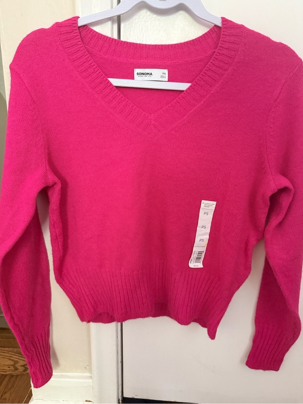SONOMA Bright Hot Pink V-Neck Sweater